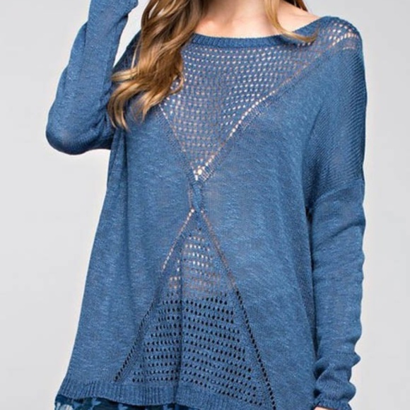LOVELY BLUE KNIT TOP - Picture 2 of 3